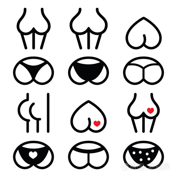 人体部分-屁股, 臀部图标集插画-正版商用图片0eowv9-摄图新视界