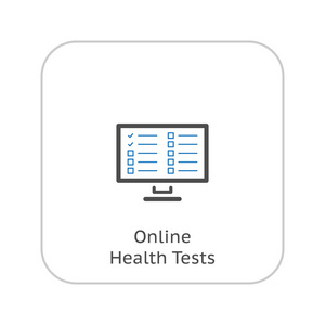 在线健康测试 及医疗服务图标。平面设计