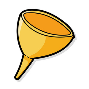 漏斗卡通风格蓝色背景上的古代金属铝漏斗从厨房里出来的烟的烟囱旧的