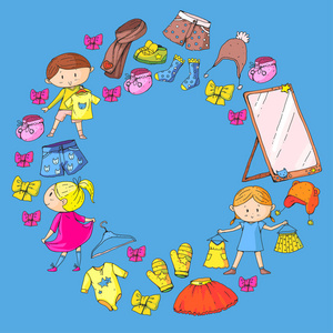 童装童装幼儿园男女童装新衣服的收集衣服, 裤子, 鞋, 帽子, 帽子, 手套, 围巾。公主礼服