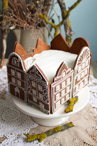 蜂蜜蛋糕装饰着饼屋。乡村风格，选择性焦点