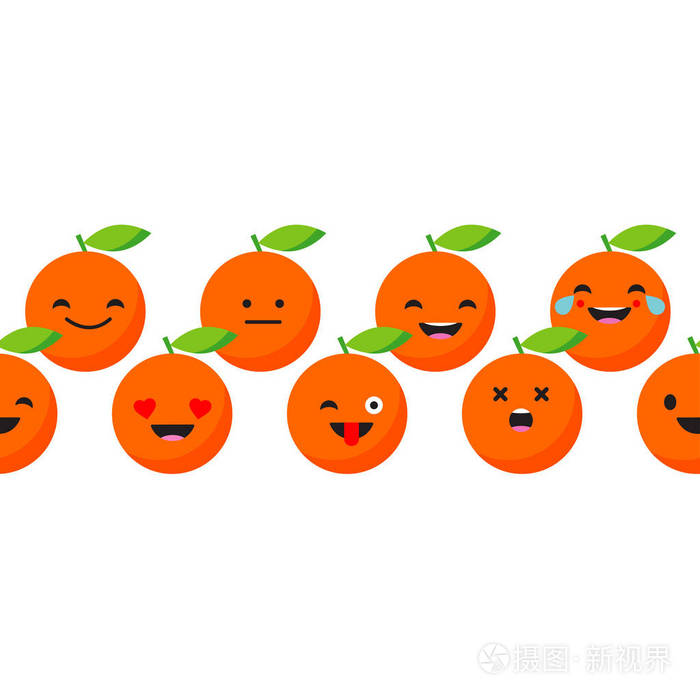 无缝的背景与欢快的桔子.可爱的卡通矢量插图.纺织品和谐