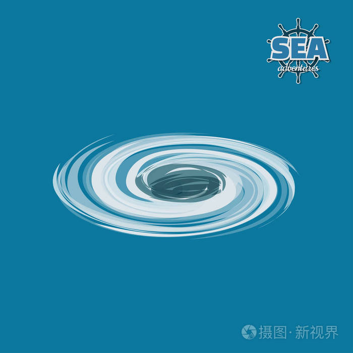 在水中,等距风格的漩涡.海盗游戏.海现象的三维图像