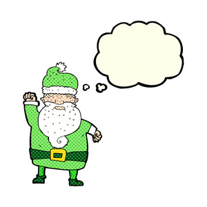 卡通愤怒的圣诞老人与思想泡泡