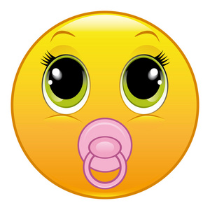 用粉色奶嘴和绿色的眼睛微笑宝贝女照片