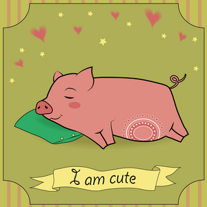 睡着可爱的小猪照片