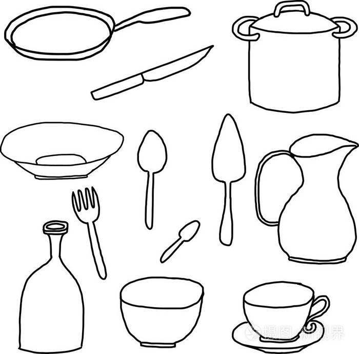 午餐的餐具插画-正版商用图片0ephd6-摄图新视界