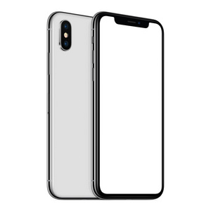 白色旋转智能手机，类似于iphonex模型前端和