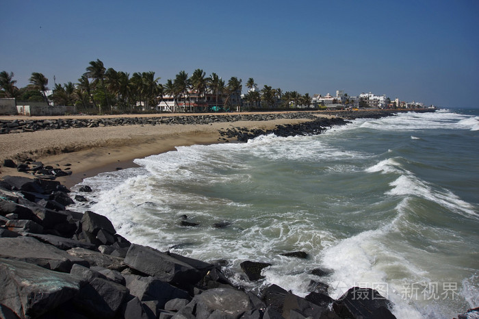 本地治里印度海岸线海滩海