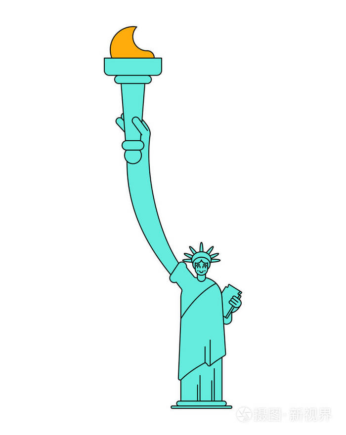 线性风格自由女神像美国具有里程碑意义美国雕塑