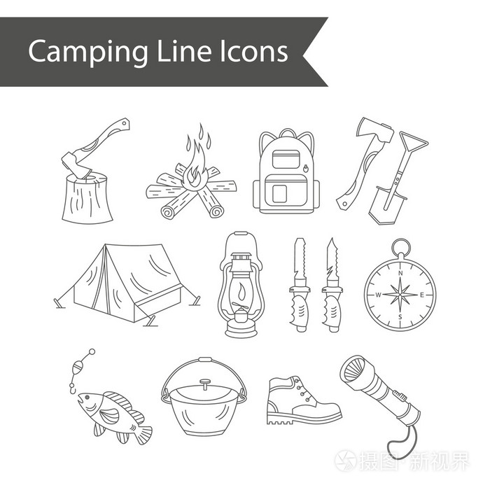 野营度假矢量线图标插画-正版商用图片0epveq-摄图新视界