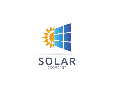 太阳能电池板能源徽标图标。零废品概念设计