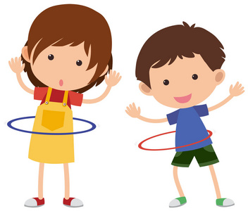 两个孩子在玩 hulahoop