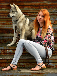 女人与捷克斯洛伐克 wolfdog