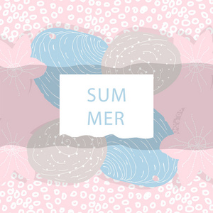 粉彩时尚夏日旗帜的矢量插画设计