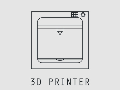三维打印机图标从几何线。 矢量。