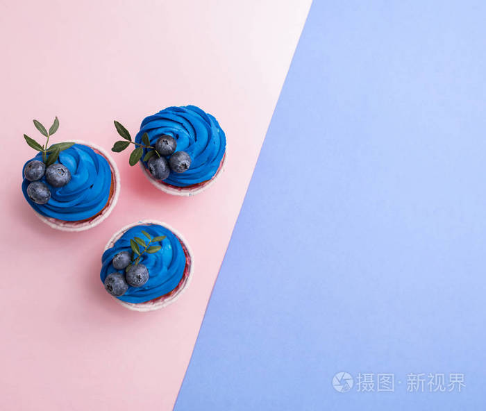 蓝色奶油蛋糕, 顶部视图