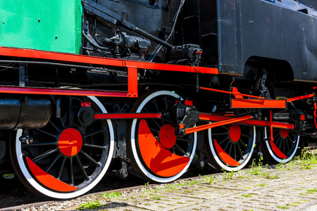 详细的蒸汽机车在铁路博物馆图片