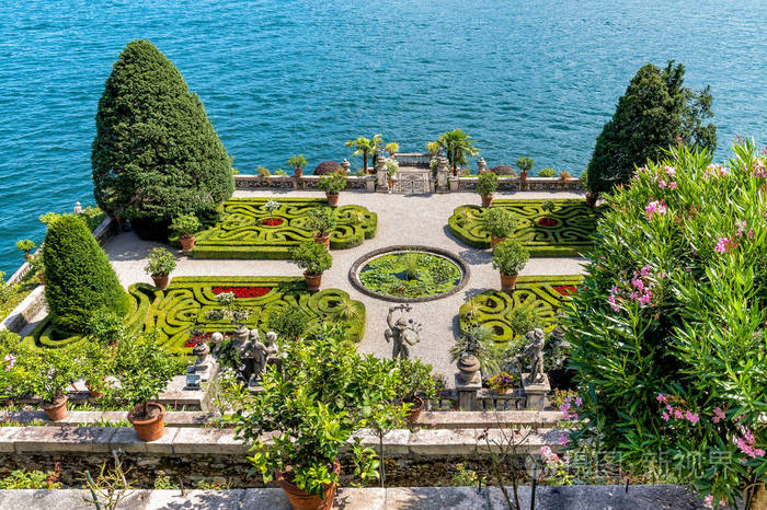 岛屿贝拉-isola 贝拉,韦尔巴尼亚,意大利的巴洛克式花园的