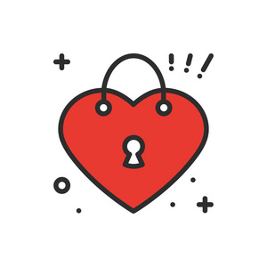 心锁线图标.爱的标志和象征.