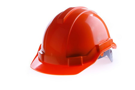 橙色安全头盔安全帽，工具保护工人的危险
