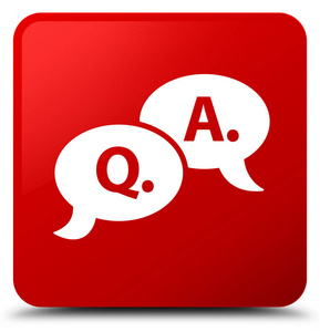 问题答案气泡图标红色方形按钮照片