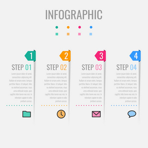 步骤图表可以说明策略,工作流或团队工作,矢量插图照片