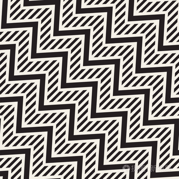 矢量无缝的之字形线条图案.抽象的时尚几何背景.重复的格子背景