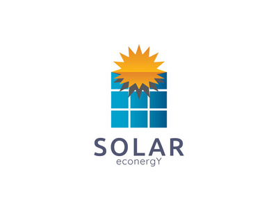 太阳能电池板能源徽标图标。零废品概念设计