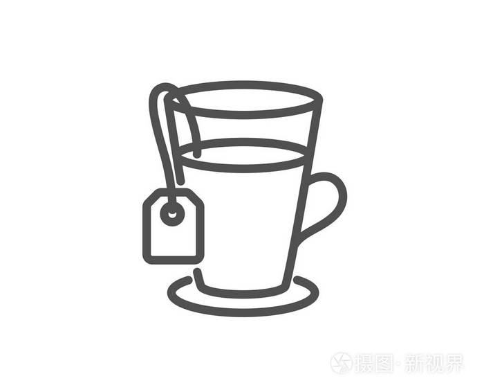 茶叶袋线图标, 矢量, 插图