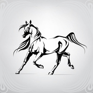 马徽标马徽标的矢量剪影照片