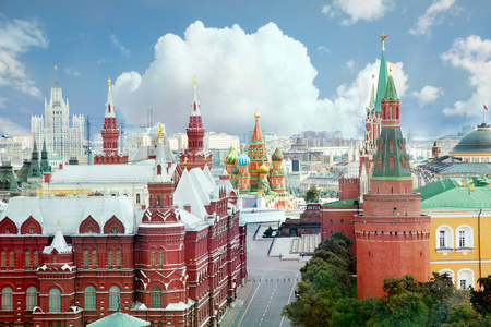 莫斯科的意见。红场和克里姆林宫 roo 视图