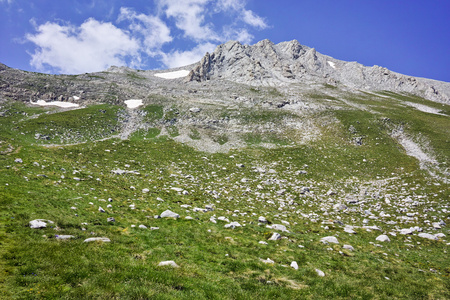 皮林山和攀登维赫伦峰峰值，保加利亚的线索的全景