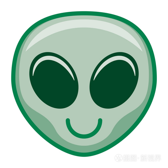 白色背景下的卡通外星人表情