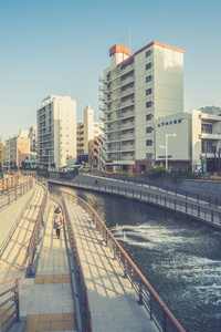 东京日本相田城景。 使用老式过滤效果