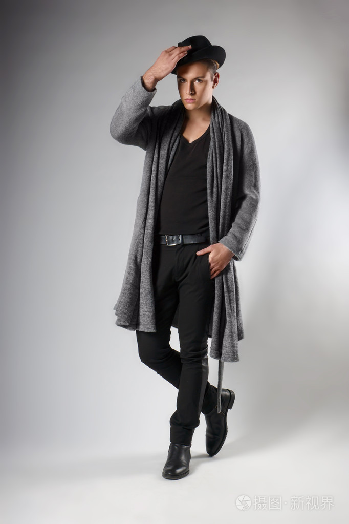 年轻, 性感, 优雅, 美丽,时尚男人的肖像