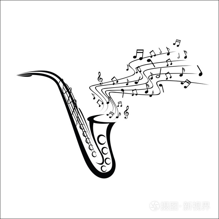 萨克斯管素描插画-正版商用图片0erv2q-摄图新视界