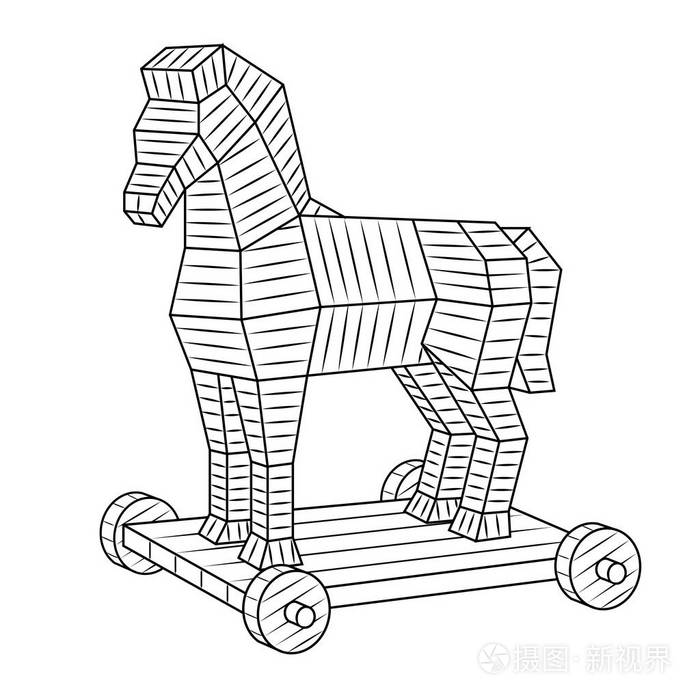特洛伊木马着色书矢量插画-正版商用图片0erxw7-摄图新视界