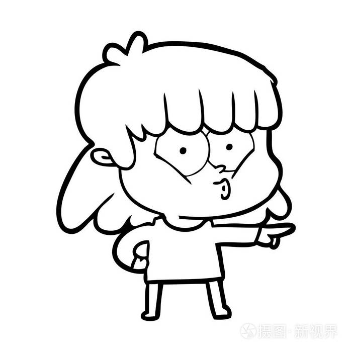 卡通吹口哨女孩的矢量插图插画-正版商用图片0es1ac-摄图新视界