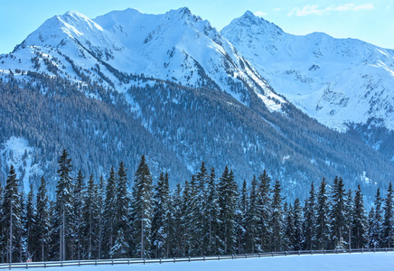 冬山景观。Kappl 的滑雪胜地奥地利