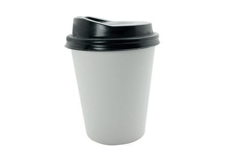白咖啡纸杯带黑色塑料盖