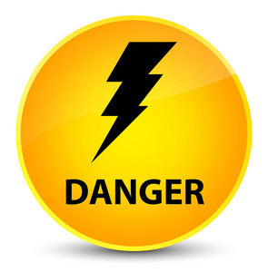 危险 电图标 优雅黄色圆形按钮