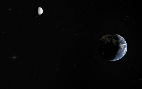 3d 渲染的地球月球，由美国国家航空航天局提供的元素