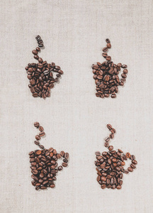 咖啡杯和亚麻布装饰背景图片