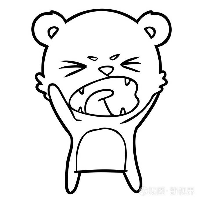 愤怒的卡通熊大叫插画-正版商用图片0esjuh-摄图新视界