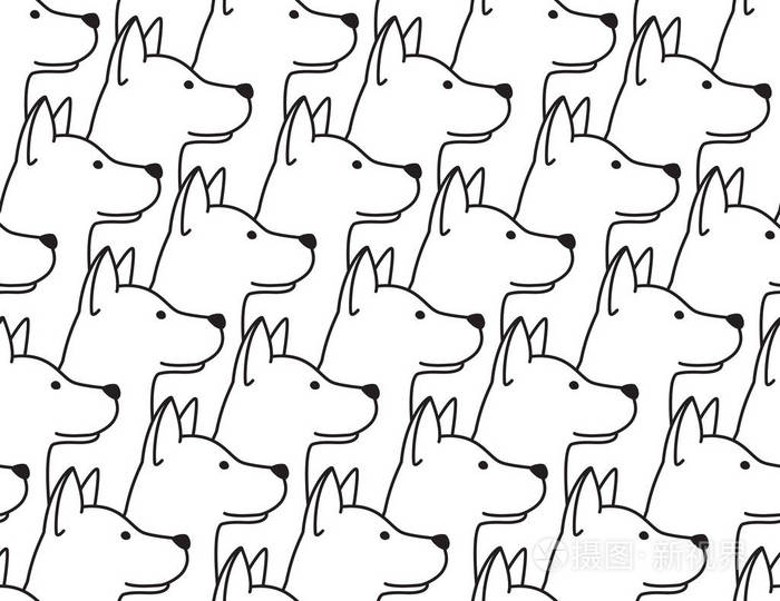 狗猎犬头犬头像无缝花纹矢量壁纸背景白色插画 正版商用图片0esqfb 摄图新视界