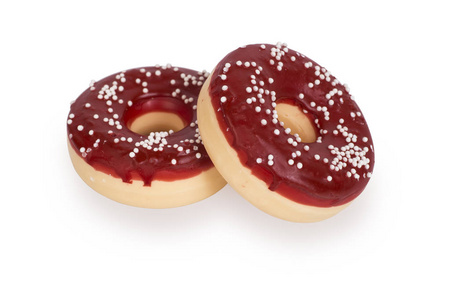 炸弹为浴, 红色甜甜圈隔绝在白色背景照片