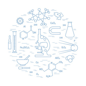 各种科学，教育元素的程式化的矢量图标