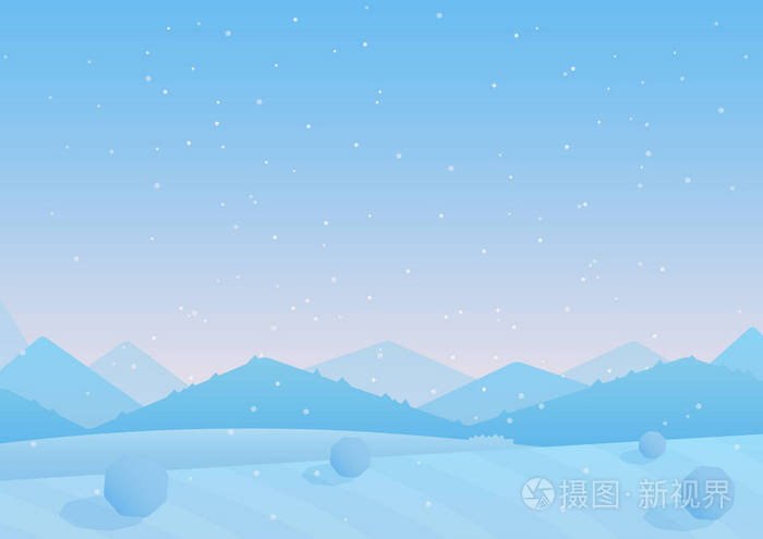 矢量图的蓝色多彩雪山背景 简单的冬景插画 正版商用图片0et0j2 摄图新视界