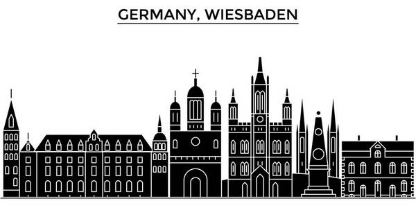 德国威斯巴登建筑矢量城市天际线 旅游地标 建筑物 孤立的目光投向背景的城市风光